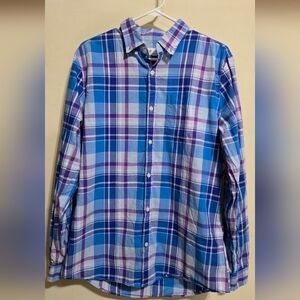 Blue and Purple Plaid Men's Shirt